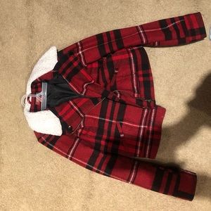 Red plaid winter jacket
